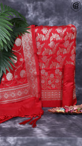 Carmine Maroon Silk Cotton Gold Silver Zari Woven Banaras Salwar